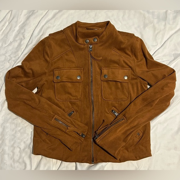 Free People Jackets & Blazers - Free People Mia Brown Faux Suede Biker Jacket - S